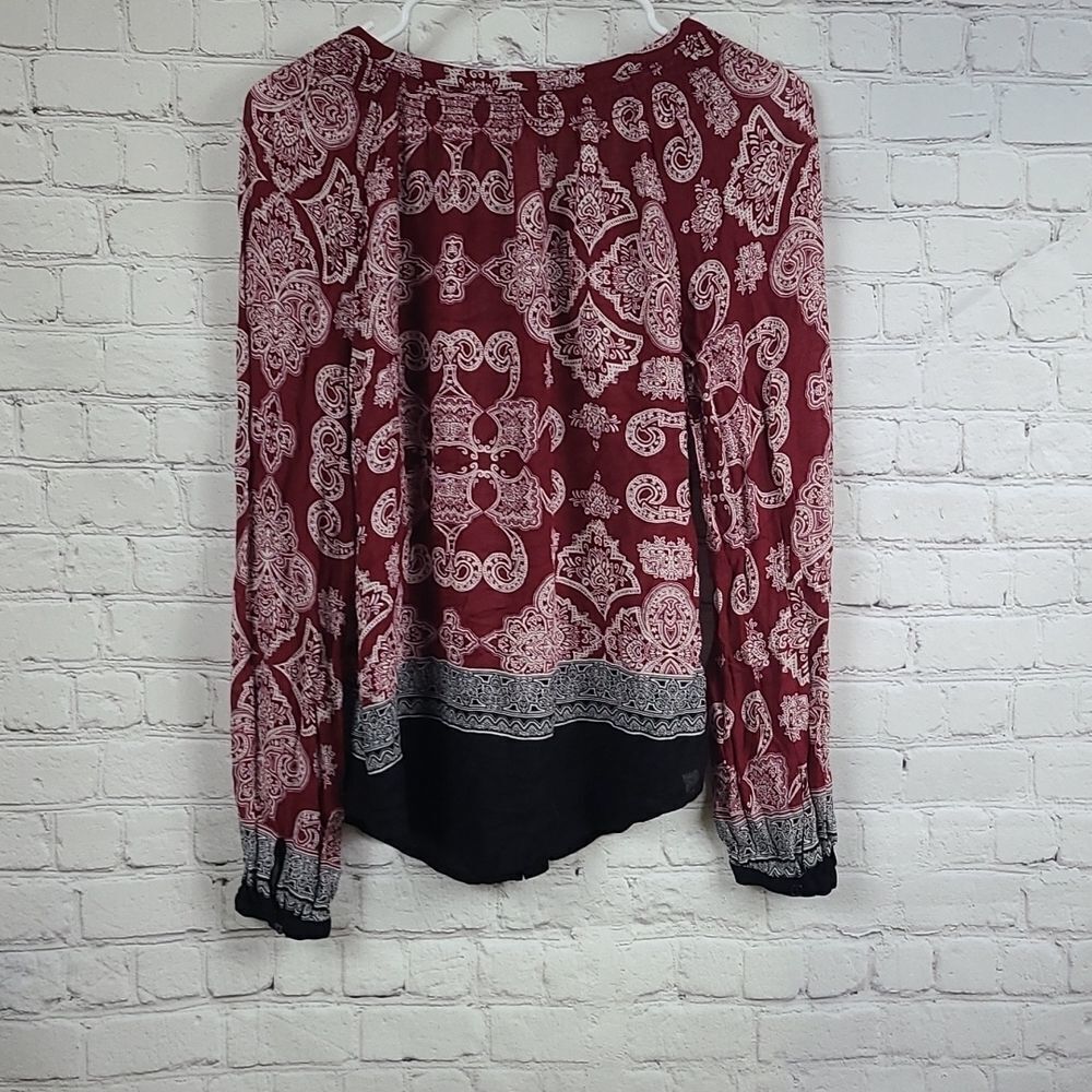 Lucky Brand Coastal Cowgirl Boho Blouse XS Paisley Scarf Print Flowy It Girl Top - Picture 7 of 9